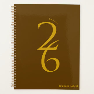 Chic Bold Number Brown Yearly Planner