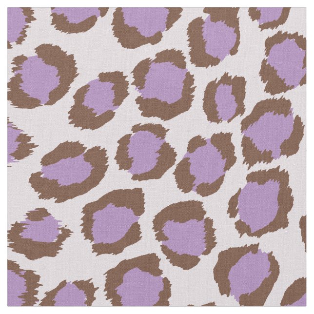 Chic bold purple brown white cheetah print pattern fabric (Close Up)