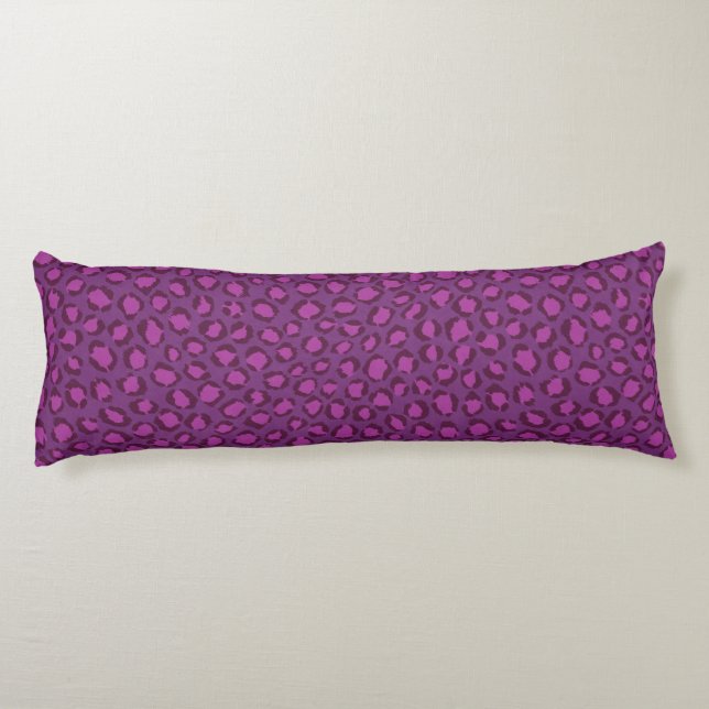 Chic bold purple white cheetah print pattern body pillow (Back)