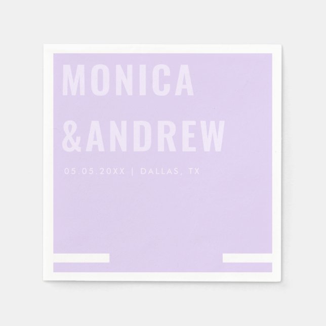 Chic Bold Typography Modern Lilac Lavender Wedding Napkin (Front)