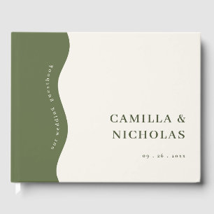 Chic Bold Wave Dark Olive Green Mariage livre d'hô