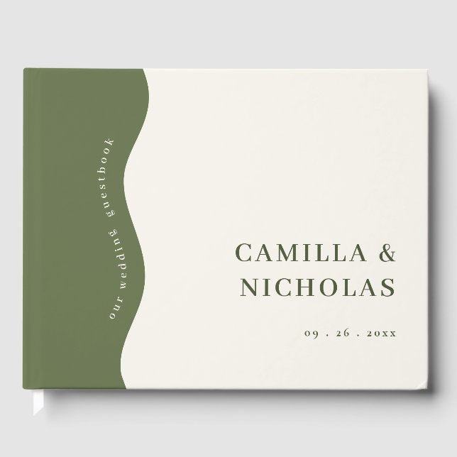 Chic Bold Wave Dark Olive Green Mariage livre d'hô (Recto)