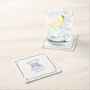 Chic Bonjour bebe baby shower Square Paper Coaster