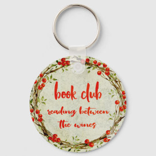 Chic Book Club Watercolor Reading WIne Keychain
