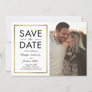Chic Border EDITABLE COLOR Save The Date Card