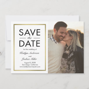 Chic Border EDITABLE COLOR Save The Date Card
