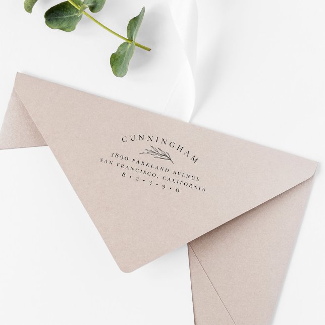 Chic Botanical Branch Family Name Return Address Rubber Stamp (Creator Uploaded)