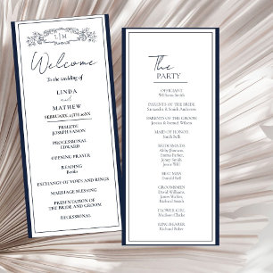 Chic Botanical crest  Wedding Program Card