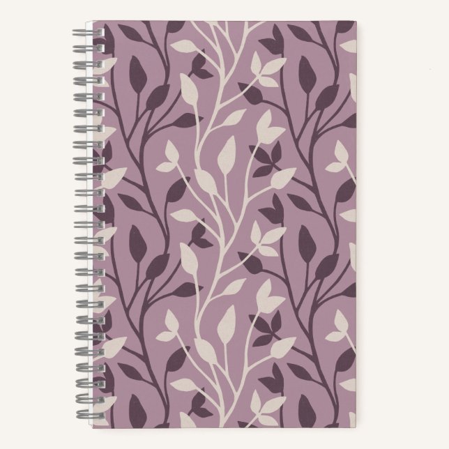 Chic Botanical Mauve Leaf Elegant Notebook (Front)