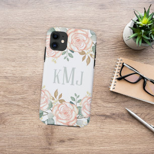 Chic Botanical Monogram Stylish Floral Greenery  iPhone 11 Case
