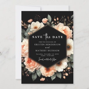 Chic Botanical Peach Wedding Save The Date