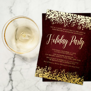 Chic Bourgogne Fête Foil Invitation