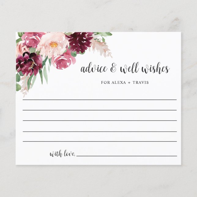 Chic Bourgogne Rose Blush Conseils, carte de souha (Devant)