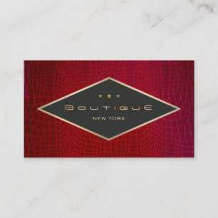 Chic Boutique Faux Red Snake Skin Black Emblem Business Card