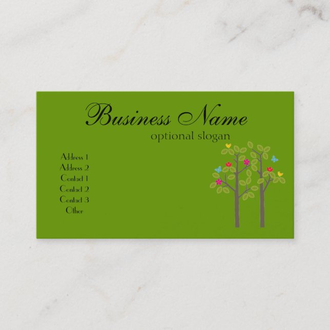 Chic Boutique Green Business Card (Front)
