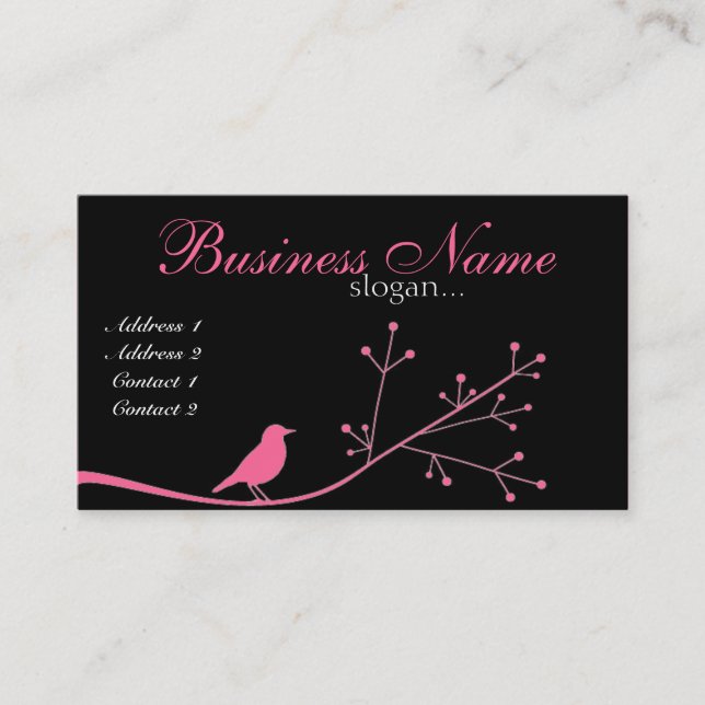 Chic Boutique Pink Bird Business Card (Front)