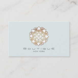 Chic Boutique White Lotus Flower Light Blue Business Card