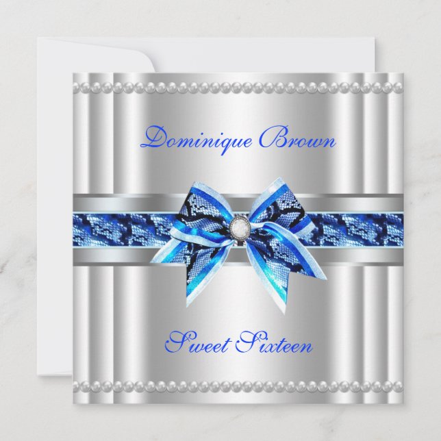 Chic Bowed Silver Invite (Front)