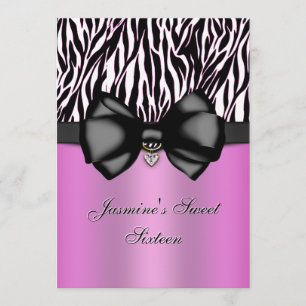 Chic Bowed Zebra Print 5 x 7 Invite [Pink]