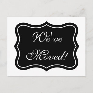 Chic bracket shape moving postcards We've moved!