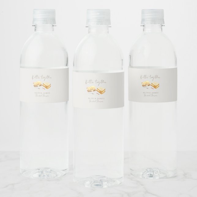 Chic bread and butter bridal shower water bottle label (Bottles)