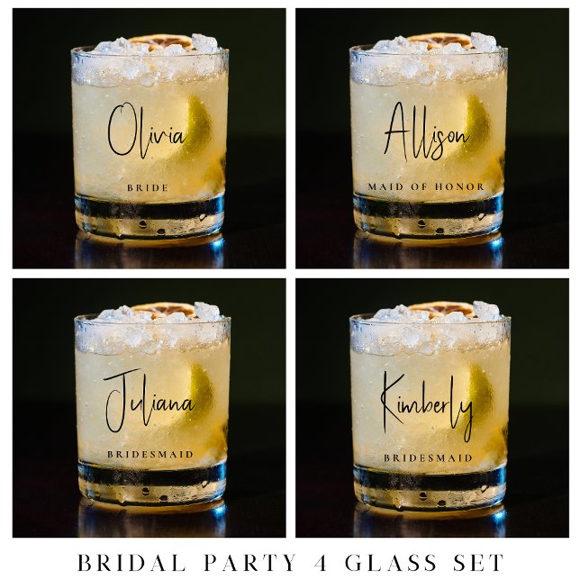 Chic Bridal Party Script Monogram Wedding Whiskey Glass (Creator Uploaded)
