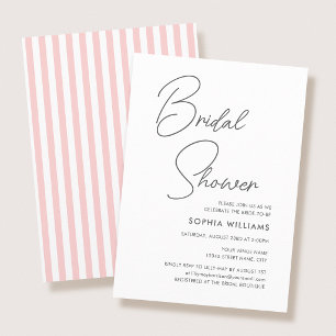 Chic Bridal Shower Modern Script Pink Stripes Invitation