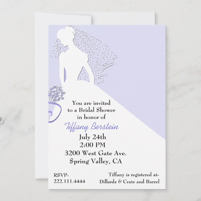 Chic Bride dans Veil Invitation de douche nuptiale (Devant)