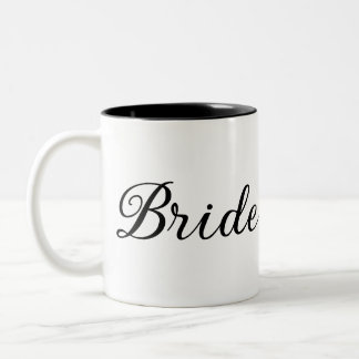 Chic "Bride" Script Black and White Two-Tone Coffee Mug