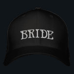 Chic Bride white text black wedding Embroidered Hat<br><div class="desc">Chic Bride white text black wedding Embroidered Baseball Cap 
Available in many colours and options</div>