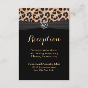 Chic Bright Diamond Leopard Wedding Reception Invitation