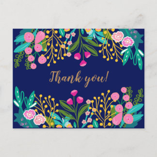 Chic Bright Floral Thank You Postcard