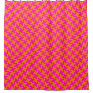 Chic Bright Orange Shocking Pink Dogtooth Pattern