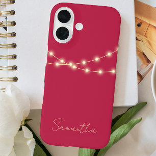 Chic Bright Pink Modern Monogrammed iPhone 16 Case