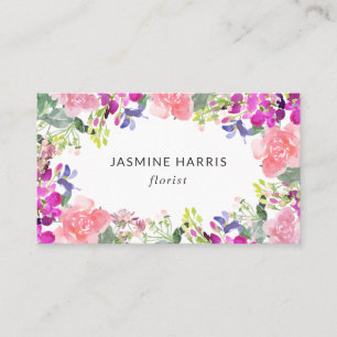 Chic Bright Watercolor Carte de visite floral
