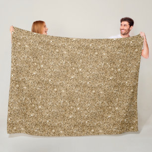 Chic Bronze Gold Glitter Fleece Blanket