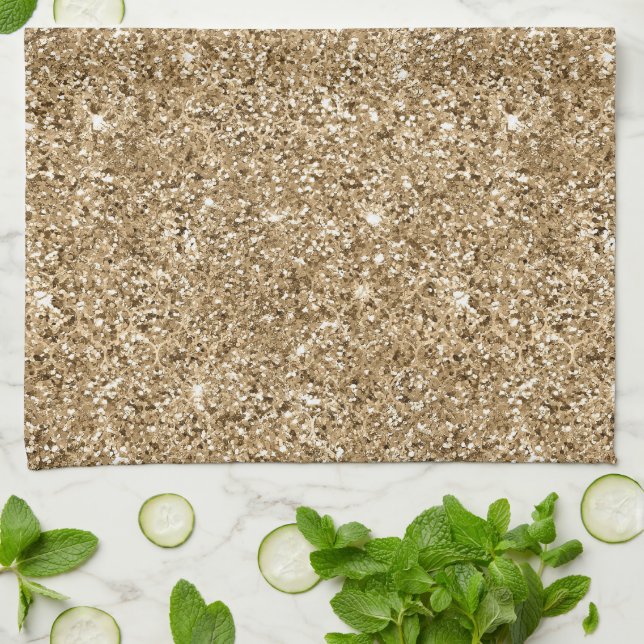 Chic Bronze Gold Glitter  Kitchen Towel (Folded)