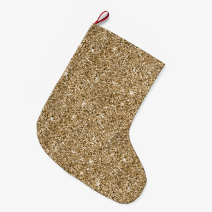 Chic Bronze Gold Glitter Large Christmas Stocking