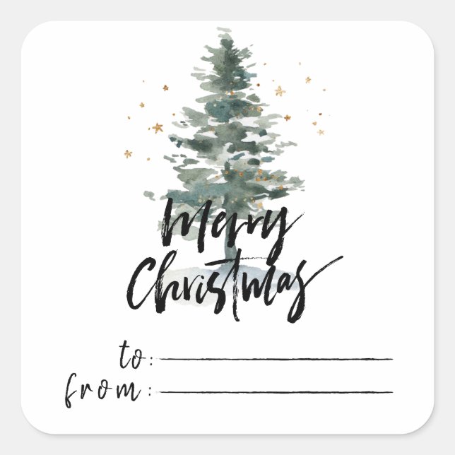Chic Brosse Joyeux Sticker de sapin de Noël (Devant)