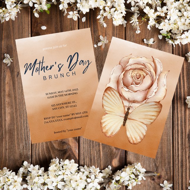 Chic Brown Aquarelle Invitation de la fête des mèr (Créateur téléchargé)