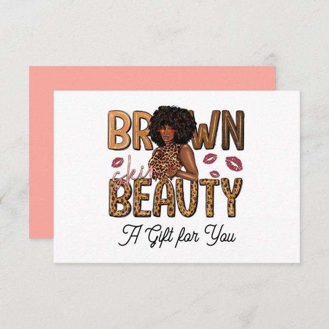 Chic Brown Beauty Gift Certificate Invitation (Front/Back)