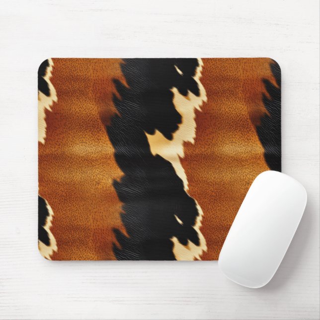 Chic Brown Black Cream Western Cowhide  Mouse Pad (With Mouse)