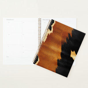 Chic Brown Black Cream Western Cowhide  Planner