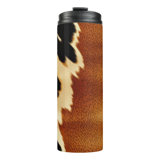 Chic Brown Black Cream Western Cowhide  Thermal Tumbler (Front)