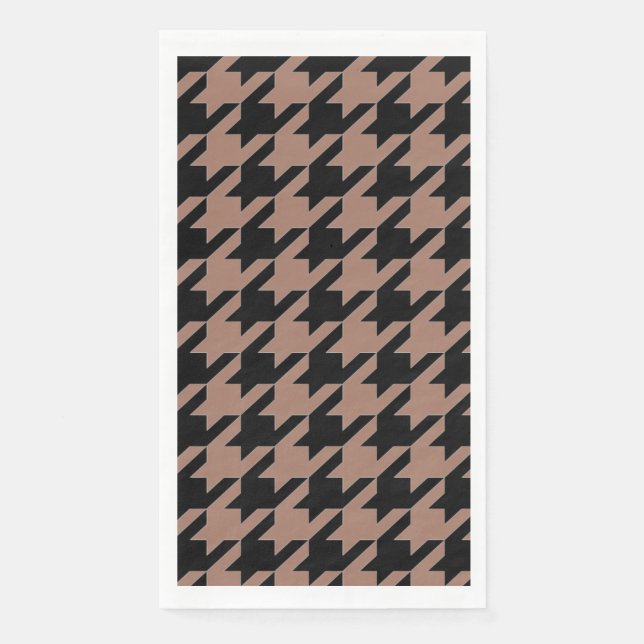 Chic brown black houndstooth pattern napkin (Front)