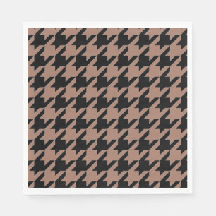 Chic brown black houndstooth pattern napkin