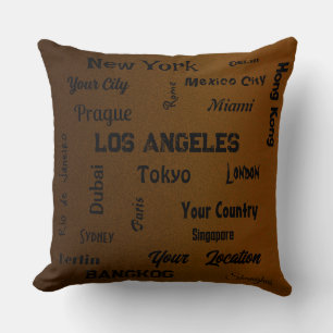chic brown bronze mega cities of the world throw pillow