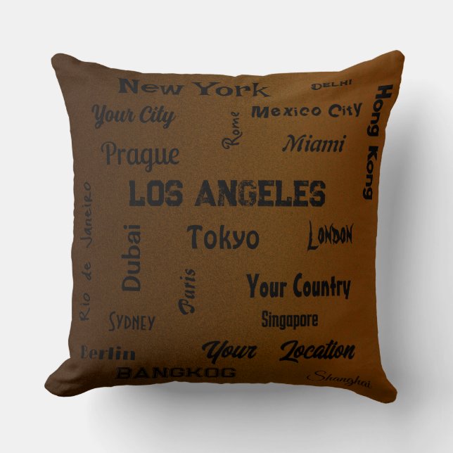 chic brown bronze mega cities of the world  throw pillow (Front)