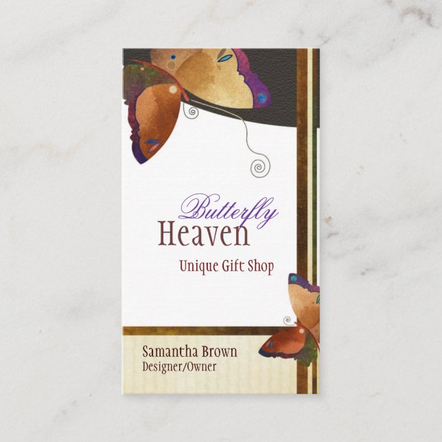 Chic Brown Butterfly Personalized Business Card (Front)