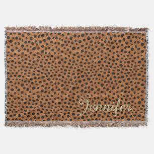 Chic brown cheetah print monogram throw blanket